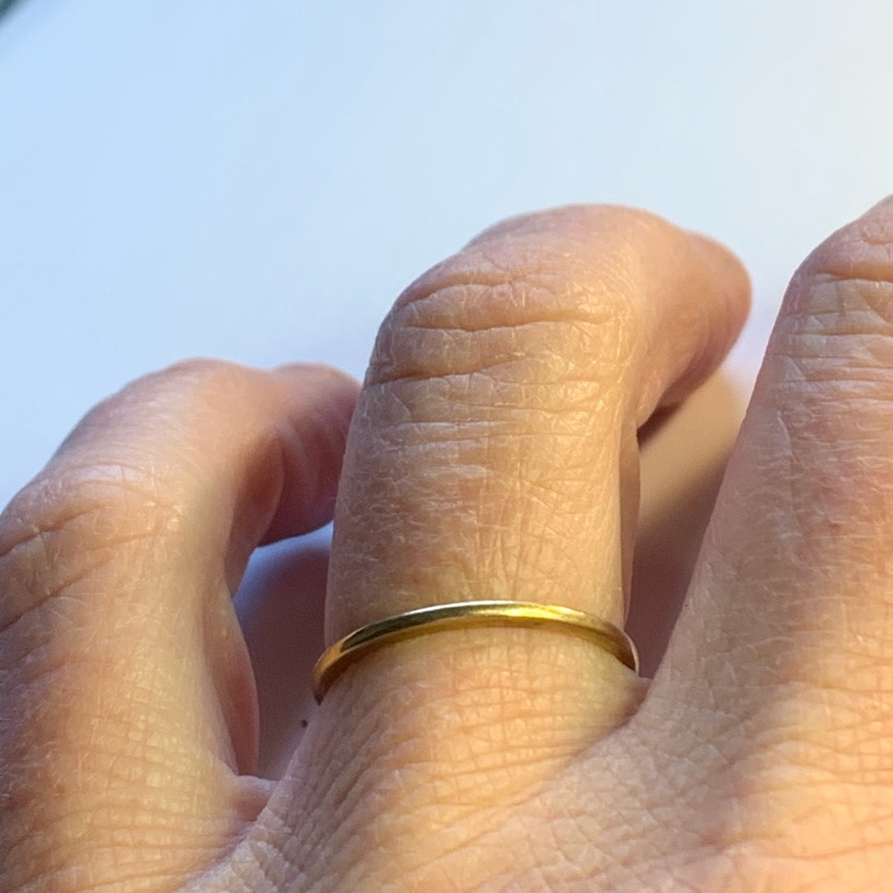 Gold Stackable Women's Thin Band Ring - Picture 5 of 10
